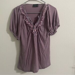 Vintage Purple Ruffle Blouse